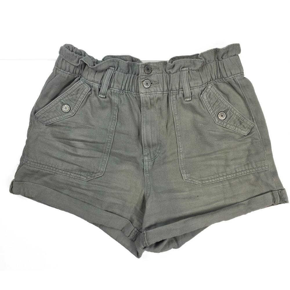 SO Goods For Life Olive Green‎ High Rise Paperbag Shorts Women's Size Medium